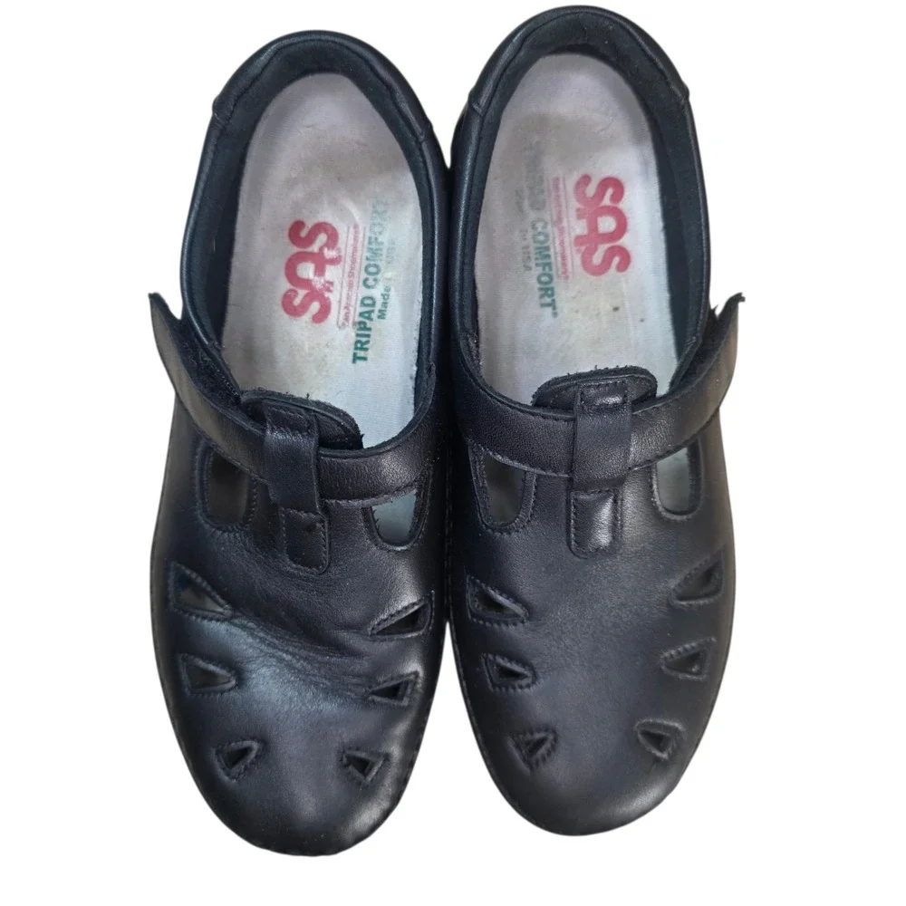 SAS Roamer Mary Jane Shoes Womens 6W Wide Black Leather Comfort Walking